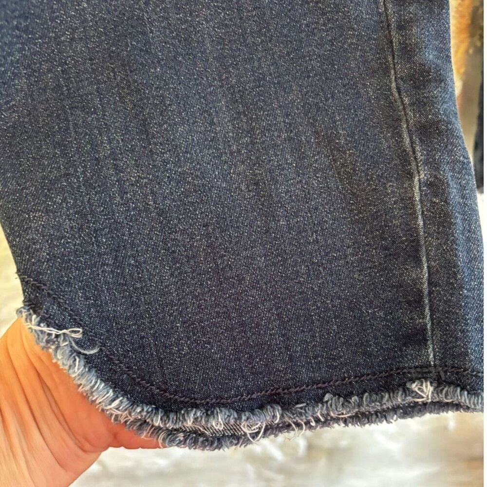 J Jill Denim Authentic Fit Slim Ankle Jeans Womens 18 Dark Wash Stretch Raw Hem - Picture 3 of 4